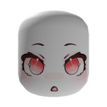 Kawaii Anime Face with Red Eyes Surprised