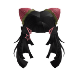 Kawaii Black Pigtails with Strawberry Buns