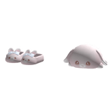 ୨୧: kawaii bunny plushie with slippers brown blue