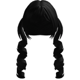 ♡ : kawaii curly doll pigtails in black