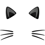 kawaii cute black kitty ears w/ whiskers