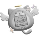 ʚ kawaii grey kitty angel gatchi keychain 