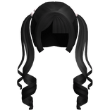 ꒰♡꒱ kawaii hime black curly pigtails