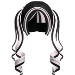 ꒰♡꒱ kawaii hime black pink curly pigtails