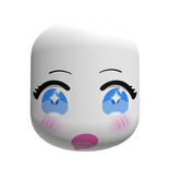 Kawaii Hungry Girl Face w Blue Eye - White