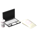 ୨୧: kawaii  laptop & snacks in black