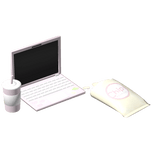 ୨୧: kawaii  laptop & snacks in pink