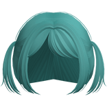 kawaii little baby pigtails with bangs in teal