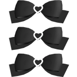 kawaii little black and white heart bows