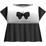 kawaii little doll bow shirt in black and white