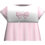 kawaii little doll bow shirt in pink and white