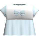 kawaii little doll shirt in blue and white