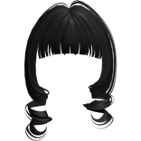 Kawaii Loose Swirly Curly Bangs (Black)