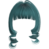 Kawaii Loose Swirly Curly Bangs (Dark Teal)
