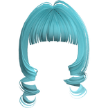 Kawaii Loose Swirly Curly Bangs (Teal)