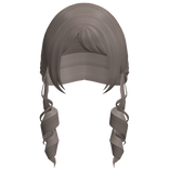 ꒰ ♡ ꒱ kawaii low curly pigtails in ash brown