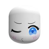 Kawaii Lucky Girl Face w Blue Eye - White