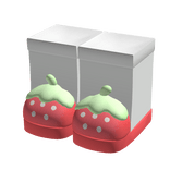 ♡ : kawaii red strawberry slippers + knee socks