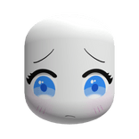 Kawaii Sad Girl w Blue Eye - White