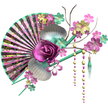 Kawaii Scene Gyaru Tropical Floral Traditional Fan