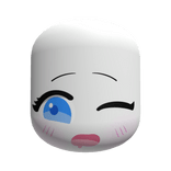 Kawaii Sleepy Girl Face w Blue Eye - White