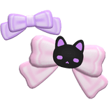 ♡ ⋮ Kawaii Spooky Purple Kitty Bow Hair Clips