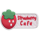 ୨୧: kawaii strawberry cafe name tag red