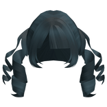 kawaii swirly anime pigtails in dark blue