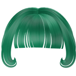 kawaii swirly bangs in jade green