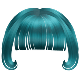 kawaii swirly bangs in teal