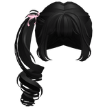 ꒰ kawaii swirly curly dolly side pony black ♡