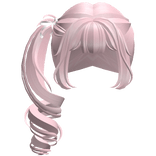 ꒰ kawaii swirly curly dolly side pony pink ♡