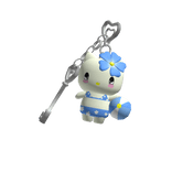 Kitty Beach Gyaru Keychain w Hibiscus in Blue
