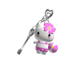 Kitty Beach Gyaru Keychain w Hibiscus in Pink