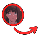 Kobeni Cute Stare Red Circle Pointing Arrow