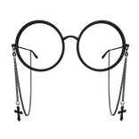KPOP Chain Big Glasses with Cross - Black