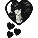 L Lawliet Thinking Hearts Death Note