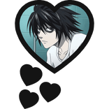L Lawliet Thinking Hearts Death Note