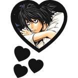 L Lawliet Thinking Hearts Death Note
