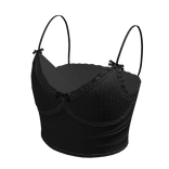 Lace bow cami top (Black)