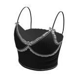 Lace bow cami top (Black white)