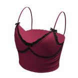 Lace bow cami top (Dark pink)