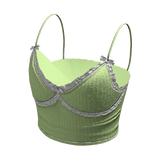 Lace bow cami top (Green)