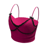 Lace bow cami top (Hot pink)