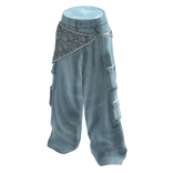 Lace Cargo Baggy Pants - Light Blue
