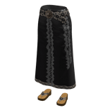 Lace Trim Maxi Skirt with Leopard Belt (Black)