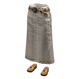 Lace Trim Maxi Skirt with Leopard Belt (Cream)