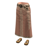 Lace Trim Maxi Skirt with Leopard Belt (Peach)