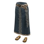 Lace Trim Maxi Skirt with Leopard Belt (Teal)