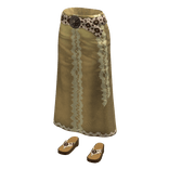 Lace Trim Maxi Skirt with Leopard Belt (Yellow)